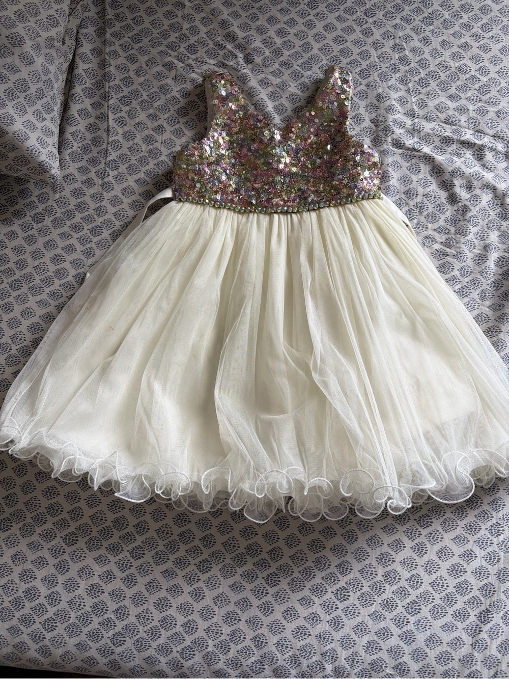 American Princess Ivory Tulle Dress with Multicolor Sequin Bodice